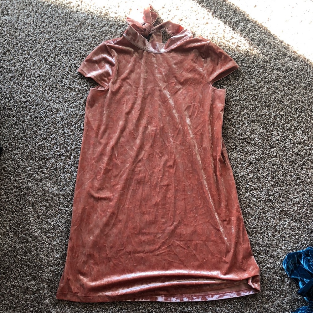 Madewell Shift Tie Back Velvet Mini Dress